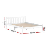 Artiss Bed Frame Double Size Wooden White SOFIE WBED-D-001D-WH