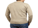 100% Shetland Ragg Wool V Neck Knit Jumper Pullover Mens Sweater Knitted - Oat Marle - L V563-SW-VN-OATMRL03-L