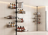 Artiss Tension Pole Shower Caddy Steel Corner Bathroom Shelf Black BSR-B-6T-CN-BK