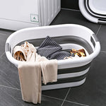 40L Collapsible Laundry Basket Washing Clothes w/Handles Bin Foldable - Grey/White V563-75195