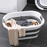 40L Collapsible Laundry Basket Washing Clothes w/Handles Bin Foldable - Grey/White V563-75195