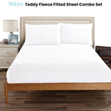 Ramesses Teddy Fleece Fitted Sheet Combo Set White Single V442-KIT-FITTEDSS-TEDDYFLEECE-WHITE-SB