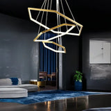 BAMDECOR AD2582/3 Modern LED Chandelier, Hexagonal Rings Ceiling Lighting Contemporary Chandeliers V255-BAM-AD2582-3-246-GLD