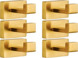 Brushed Gold Stainless Steel Heavy Duty Wall Mounted Square Towel Hooks Robe Hooks - 6 Pack for V1259-HOOK-SS-SQ-BG-6PK