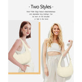 Small Puffer Crescent Bag for Women, Nylon Quilted Hobo Purses, Adjustable V1366-AZ2-W-11402