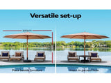 Instahut 3m Outdoor Umbrella w/Base Pole Umbrellas Garden Sun Stand Deck Beige UMB-POLE-3-H-BG-BASE