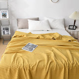 Cotton Waffle Blanket - Air Conditioning Blanket/Throw/Summer Quilt, 200*230cm,Yellow V888-ELOSUNG15979
