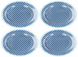 4PCS 9in Salad Plate Fruit Plate Dessert Cake Dishes Pastry Tray Tableware DecorationDark Blue Grid V1294-YM0721-3118210043013