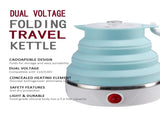 Travel Foldable Electric Kettle, Collapsible Food Grade Silicone Small Kettle Boiling water,Dual V1192-AZ-W-11018