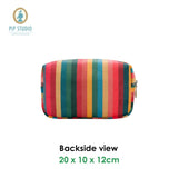 PIP Studio Velvet Jacquard Stripe Small Square Cosmetic Bag V442-HIN-MISC-COSMETICSTRIPES-MULTI-SQ