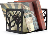 6-Piece Black Metal Bookend Set, Assorted Tree Designs with Non-Slip Bases V1188-MS-731-049