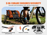 Bike Trailer for Toddlers, Kids, Double Seat, 45 kg Load, 2-In-1 Canopy Carrier Converts to V952-LYS2GHJG1220E5YTPV0