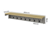Levede Coat Rack Wall Mounted Shelf 7 Double Hooks Storage Entryway Hallway Grey DH1050-GY-AU