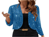 Sparkly Women'S Jacket Sheer Jacket Women'S Outerwear Fashion Jacket Glamorous - Red - Size L V1106-948-62541-RED-L