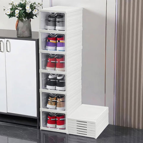 CARLA HOME 6-Tier Stackable Shoe Storage Box Organizer with Clear Door for Closet, Entryway or LSB-36188