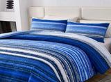 Nordic Calm stripes Blue 3Piece Comforter Set Scandi Chic Vibes V745-MAB010884AJ3