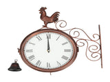 Iron Wrought Wall Clock Rooster Double Sided Antique Brass Wall Clock Round Roman Numeral Wall Clock V1294-YM0714-3115210164011