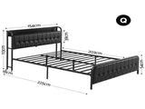 Artiss Queen Bed Frame with Storage Headboard SAA Certified Charging Station BFRAME-J-MARK-Q-BK-AB