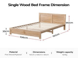 Artiss Single Bed Frame Wooden Bed Base Walnut WBED-F-OATMEAL-S-NA-AB