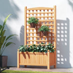 Green Fingers Garden Bed Wooden 64x35x115cm Planter Raised Box Container Trellis GARDEN-WOOD-PANEL-58