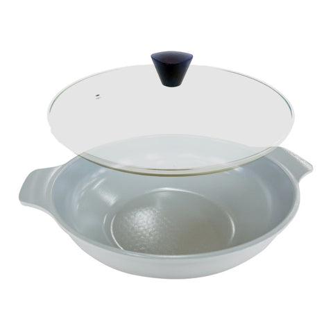 KOMAN Shinewon Vinch IH Two Hands Wok Glass Lid 28cm Ceramic Non-stick Titanium GREY V274-HA-KO-COA2H28HICRLID