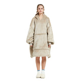 Khaki Oversized Wearable Blanket Hoodie - Ultra Soft & Cozy Snuggle Pullover for Adults V888-ELOSUNG33446