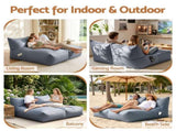 Artiss Outdoor Bean Bag Chair Cover 2 Seater Beanbag Lounge Sofacover Adults BD-COVER-LOUNGE-D-GR
