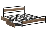 Artiss Bed Frame Queen Size Metal Frame with 2 Drawers DREW MBED-C-DREW-Q-DRAW