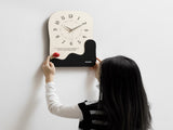 Abstract Modern Wall Clock - Silent Non-Ticking Decorative Clock with Wavy Design & Ceramic V888-ELOSUNG35437