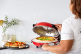 12-inch Pizza Oven with Thermal Control, Timer, Viewing Window, and Removable Stone - Red V196-POR400
