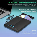 7 in1 External Cd/Dvd Drive for Laptop,Usb 3.0 Cd Dvd /-Rw Drive Burner Dvd Player V1192-AZ-W-26608