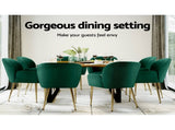 Artiss Dining Chairs Set of 2 Velvet Armchair Green UPHO-C-DIN-5220-VEL-GRX2