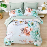 Warm Floral Comforter Set, King Size, Cozy Quilted Bedding with Pillowcases V745-MAB010934AJ3