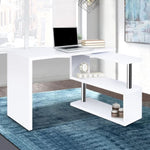 Artiss Computer Desk L-Shape Bookshelf White DESK-SWIVEL-352WH-AB