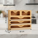CARLA HOME Bamboo Wrap Organiser, 5 in 1 Dispenser with Cutter for Kitchen V178-36483