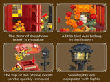Red London Telephone Box Building Blocks Set for Adults,Ideas Flowers Phone Booth Mailbox and V1259-DP01-I-00071