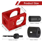 9-Piece Hinge and Door Lock Installation Kit with Adjustable Locator Template, Hole Saws and Drill V1341-ZY-NDX85Q87-RED