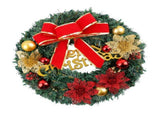 Xmas Wreath for Front Door Plastic Xmas Pine Wreath Decoration with Balls Ornament for Fireplace V1294-YM0901-3115240094612