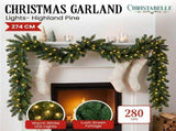 Christabelle 2.74m Highland Pine Christmas Garland Pre Lit Warm White LED Mantel Staircase Xmas 112_WFLHP274