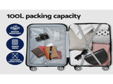 Wanderlite 28-inch Luggage Set with TSA LockABS Hard Shell Travel Suitcase Organiser Luggage Case LUG-ABS-DM-28-BK