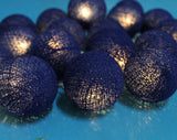 50 Ball Dark Blue LONG 5m String Light Battery Box 5cm Cotton Ball Christmas Birthday Boy Special V382-DARKBLUEBALLBATT50
