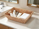 Handwoven Storage Basket, Natural Desk Organizer And Decorative Tray, Versatile Bin For Coffee Table V1192-AZ-W-24357