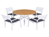 Gardeon Outdoor Dining Set 5 Piece Aluminum WPC Tabletop Patio Furniture FF-DINING-ALU-5SET-WH