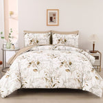 Soft Floral Leaf Comforter Set, King Size, Plush Quilted Bedding with Pillowcases V745-MAB010937AJ3