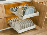 CARLA HOME 2 Pack Pull Out Dish Rack for Kitchen Cabinet with Slide Out Drawer Organizer for Plates, LSB-36327