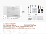 White Shaker Base Cabinet with 3 Drawers, 60 cm Unassembled Drawer Base Cabinet, 60 W x 48 D x 82 H V952-CJDJCJDJ3CW6PZGL7V0