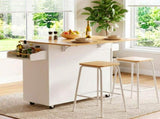 Artiss Kitchen Island Trolley Rolling Serving Cart Storage Drawer Cabinet 90cm White FUR-S-KI-FLD90-WH-AB