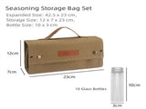 Khaki canvas spice storage box With 10 bottles V888-ELOSUNG39087