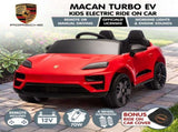 Kahuna Red Porsche Macan Turbo EV Kids Ride On Car 12V Electric Car CAR-PSCH-666-RD