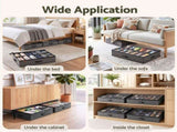 Artiss Under Bed Shoe Storage Containers X4 Box Organiser 12 Pairs Fabric Grey UBS-DIY-LIN02-GYX4